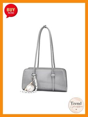 Glossy PU Leather Satchel Crossbody Shoulder Bag with Baseball Charm
